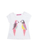 Cream blouse with parrots NDZ8099 - Online store - Boutique